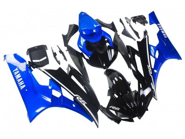Billigste Yamaha YZF 600 R6 Motorrad Verkleidung 2006-2007 - Blau Glanzendes Schwarz