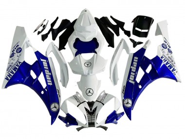 Billigste Yamaha YZF 600 R6 Motorrad Verkleidung 2006-2007 - Weiss Blau Jordan