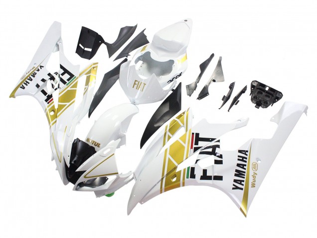 Billigste Yamaha YZF 600 R6 Motorrad Verkleidung 2006-2007 - Weiss Gold Schwarz Fiat