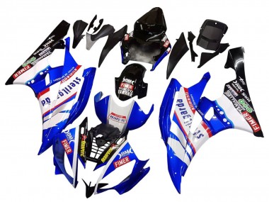 Billigste Yamaha YZF 600 R6 Motorrad Verkleidung 2006-2007 - Weiss Blau Schwarz Fimer Volvo Yamalube Sterilgarda