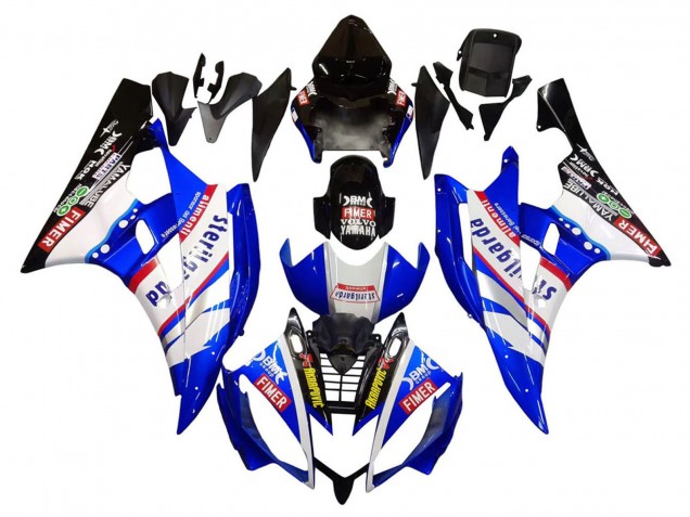 Billigste Yamaha YZF 600 R6 Motorrad Verkleidung 2006-2007 - Weiss Blau Schwarz Fimer Volvo Yamalube Sterilgarda
