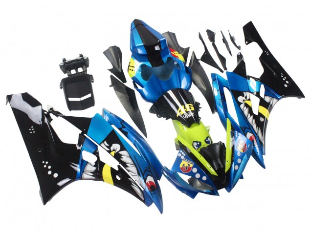 Billigste Yamaha YZF 600 R6 Motorrad Verkleidung 2006-2007 - Blau Neon Grun Schwarz Hai