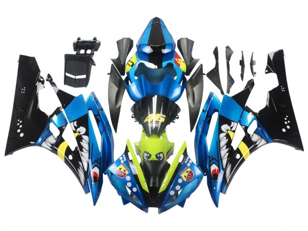 Billigste Yamaha YZF 600 R6 Motorrad Verkleidung 2006-2007 - Blau Neon Grun Schwarz Hai