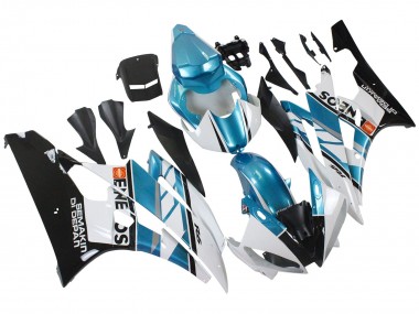Billigste Yamaha YZF 600 R6 Motorrad Verkleidung 2006-2007 - Weiss Blau Schwarz Semakin Didepan ENEOS