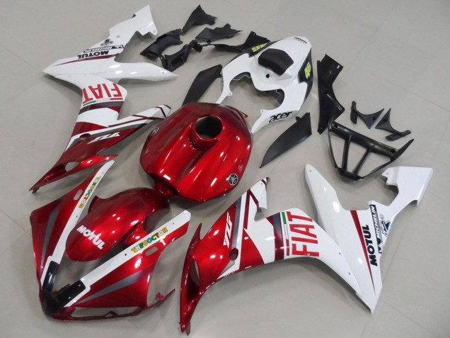 Billigste Yamaha YZF R1 Motorrad Verkleidung 2004-2006 - Weiss Rot Fiat Motul