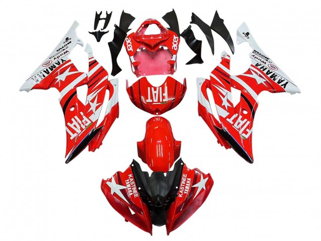 Billigste Yamaha YZF 600 R6 Motorrad Verkleidung 2008-2016 - Weiss Rot Schwarz Fiat Acer