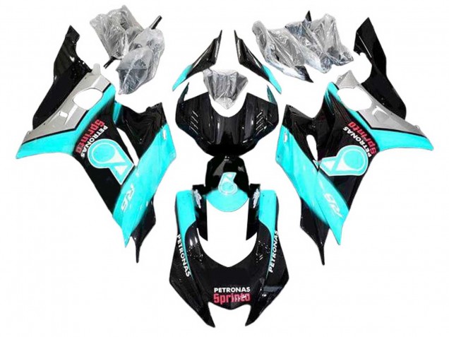 Billigste Yamaha YZF 600 R6 Motorrad Verkleidung 2008-2016 - Hellblau Glanzendes Schwarz Petronas