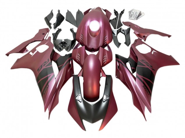 Billigste Yamaha YZF 600 R6 Motorrad Verkleidung 2017-2023 - Kastanienbraun Rot Matt Schwarz