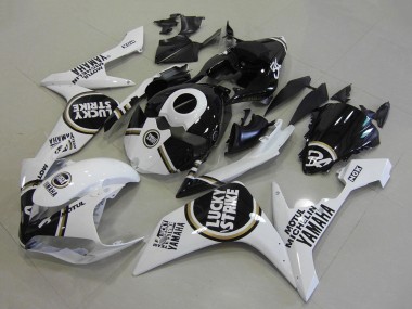 Billigste Yamaha YZF R1 Motorrad Verkleidung 2007-2008 - Weiss Schwarz Lucky Strike