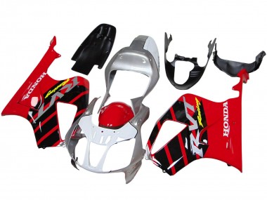 Billigste Honda VTR1000 Motorrad Verkleidung 2000-2006 - Silber Rot Schwarz Streifen Rennen
