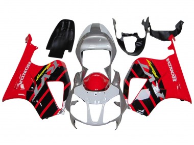 Billigste Honda VTR1000 Motorrad Verkleidung 2000-2006 - Silber Rot Schwarz Streifen Rennen