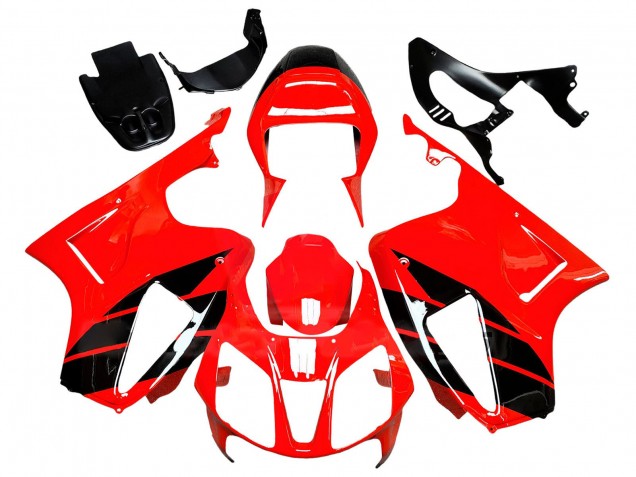Billigste Honda VTR1000 Motorrad Verkleidung 2000-2006 - Rot Glanzendes Schwarz Streifen
