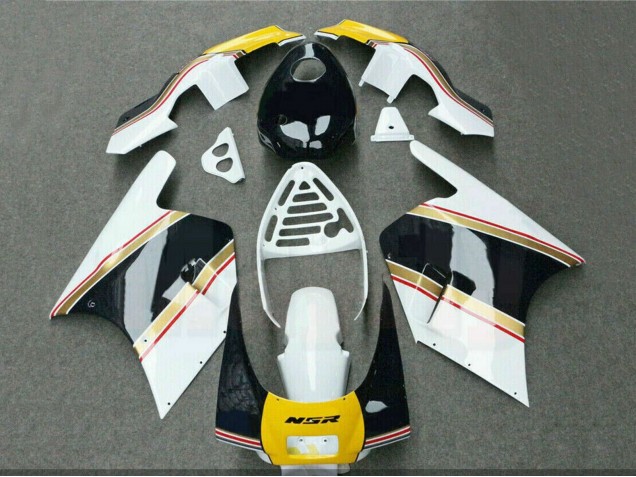 Billigste Honda NSR250R Motorrad Verkleidung 1988-1989 - Weiss Gelb Gold Glanzendes Schwarz