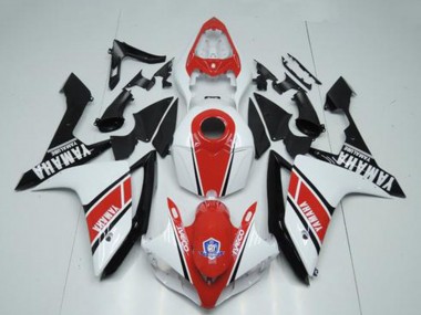 Billigste Yamaha YZF R1 Motorrad Verkleidung 2007-2008 - Weiss Rot Glanzendes Schwarz