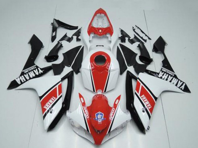 Billigste Yamaha YZF R1 Motorrad Verkleidung 2007-2008 - Weiss Rot Glanzendes Schwarz