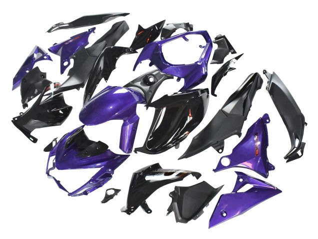 Billigste Kawasaki Z1000 Motorrad Verkleidung 2014-2019 - Lila Glanzendes Schwarz Matt Schwarz