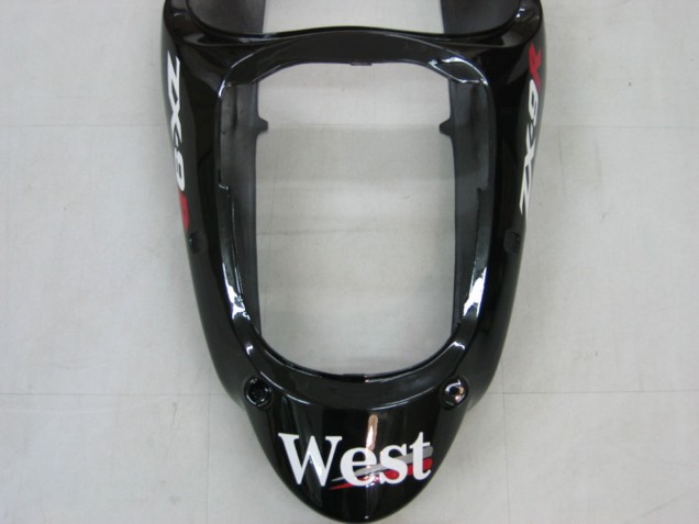 Billigste Kawasaki ZX9R Motorrad Verkleidung 2000-2001 - Glanzendes Schwarz Weiss West
