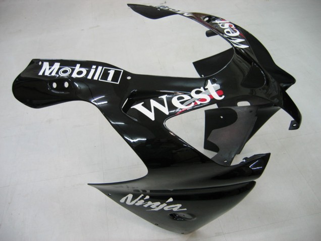 Billigste Kawasaki ZX9R Motorrad Verkleidung 2000-2001 - Glanzendes Schwarz Weiss West