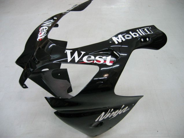 Billigste Kawasaki ZX9R Motorrad Verkleidung 2000-2001 - Glanzendes Schwarz Weiss West
