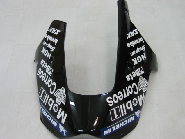 Billigste Kawasaki ZX9R Motorrad Verkleidung 2000-2001 - Glanzendes Schwarz Weiss West