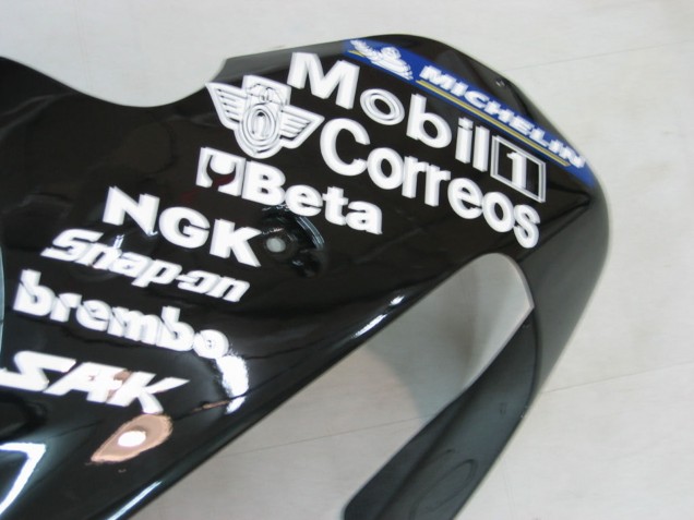 Billigste Kawasaki ZX9R Motorrad Verkleidung 2000-2001 - Glanzendes Schwarz Weiss West
