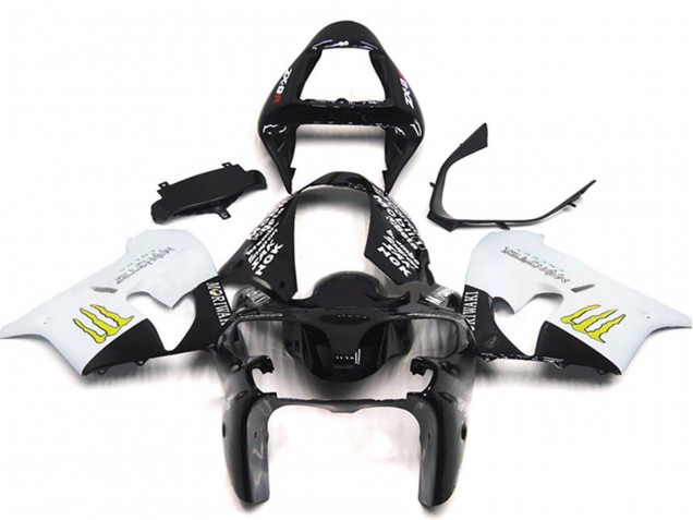 Billigste Kawasaki ZX9R Motorrad Verkleidung 2002-2003 - Weiss Glanzendes Schwarz Gelb Monster