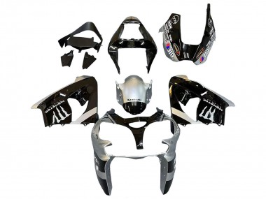 Billigste Kawasaki ZX9R Motorrad Verkleidung 2002-2003 - Silber Glanzendes Schwarz Monster Elf