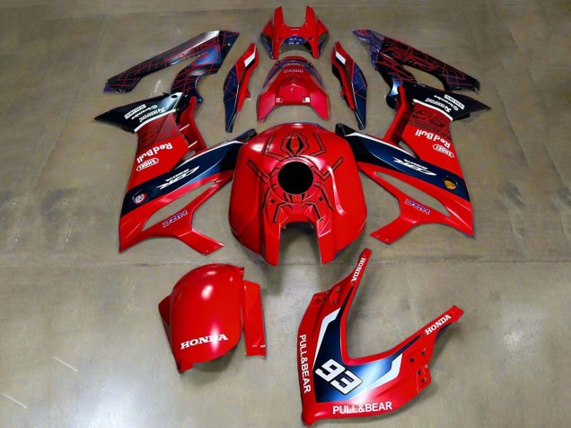 Billigste Honda CBR650R Motorrad Verkleidung 2019-2020 - Rot Weiss Dunkel Blau HRC Pull&Bear 93