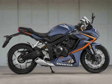 Billigste Honda CBR650R Motorrad Verkleidung 2019-2020 - Glanzendes Dunkel Blau Orange Schwarz
