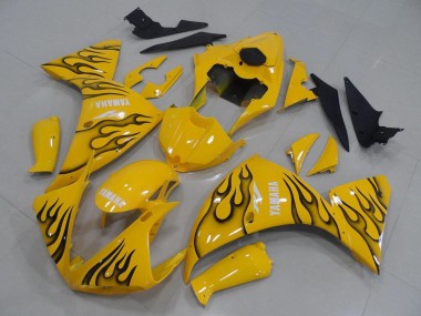 Billigste Yamaha YZF R1 Motorrad Verkleidung 2009-2011 - Gelb Schwarz Flamme