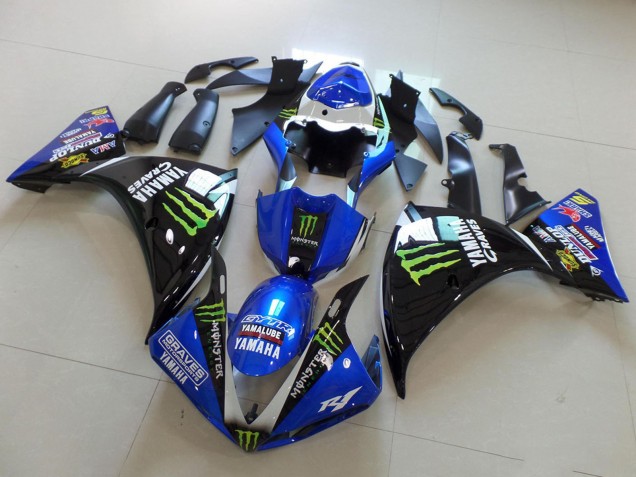 Billigste Yamaha YZF R1 Motorrad Verkleidung 2009-2011 - Weiss Blau Schwarz Grun Monster Yamalube Graves