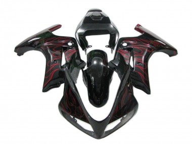 Billigste Suzuki SV650 Motorrad Verkleidung 2003-2013 - Glanzendes Schwarz Rot Flamme