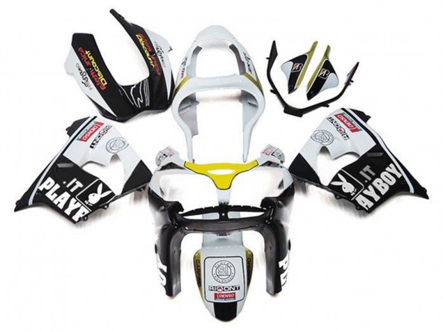 Billigste Kawasaki ZX9R Motorrad Verkleidung 2002-2003 - Weiss Schwarz Gelb Playboy