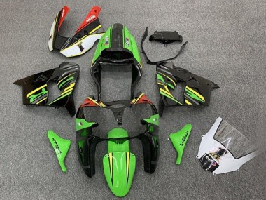 Billigste Kawasaki ZX9R Motorrad Verkleidung 2002-2003 - Grun Schwarz Gelb Orange