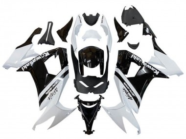 Billigste Kawasaki ZX10R Motorrad Verkleidung 2008-2010 - Weiss Glanzendes Schwarz Streifen