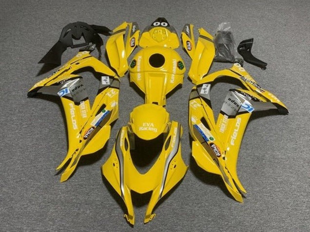 Billigste Kawasaki ZX10R Motorrad Verkleidung 2016-2020 - Gelb Blau Weiss Trick Star EVA Rennen