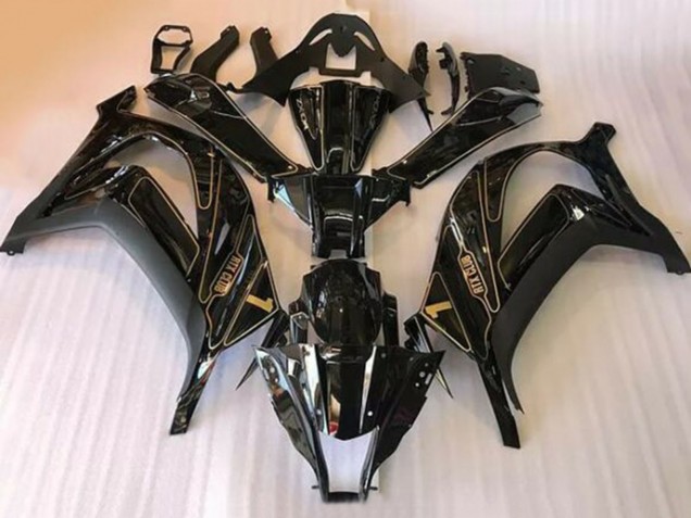 Billigste Kawasaki ZX10R Motorrad Verkleidung 2016-2020 - Glanzendes Schwarz Gold