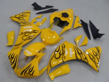 Billigste Yamaha YZF R1 Motorrad Verkleidung 2012-2014 - Gelb Schwarz Flamme