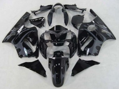 Billigste Kawasaki ZX12R Motorrad Verkleidung 2002-2006 - Glanzendes Schwarz Grau Tribal