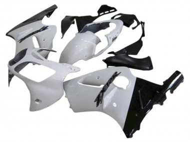 Billigste Kawasaki ZX12R Motorrad Verkleidung 2002-2006 - Weiss Glanzendes Schwarz