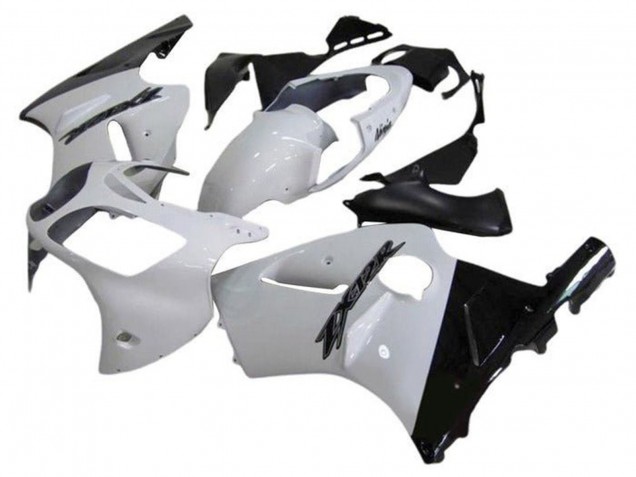 Billigste Kawasaki ZX12R Motorrad Verkleidung 2002-2006 - Weiss Glanzendes Schwarz