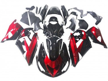 Billigste Kawasaki ZX14R ZZR1400 Motorrad Verkleidung 2006-2011 - Rot Glanzendes Schwarz