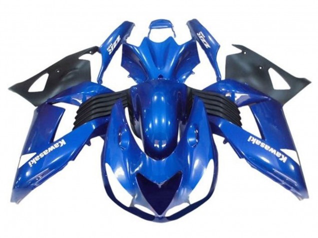 Billigste Kawasaki ZX14R ZZR1400 Motorrad Verkleidung 2006-2011 - Blau Schwarz Weiss Aufkleber