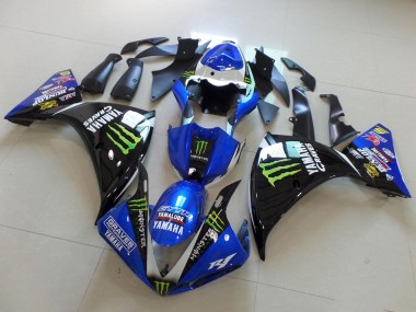 Billigste Yamaha YZF R1 Motorrad Verkleidung 2012-2014 - Blau Weiss Glanzendes Schwarz Grun Graves Yamalube Monster