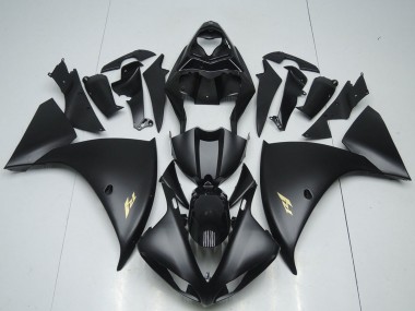 Billigste Yamaha YZF R1 Motorrad Verkleidung 2012-2014 - Glanzendes Schwarz Matt Schwarz Gold Aufkleber