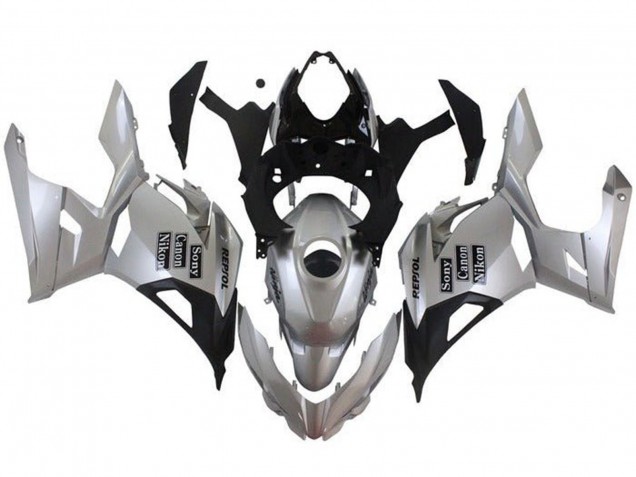 Billigste Kawasaki Ninja 400 Motorrad Verkleidung 2018-2024 - Silber Schwarz Repsol