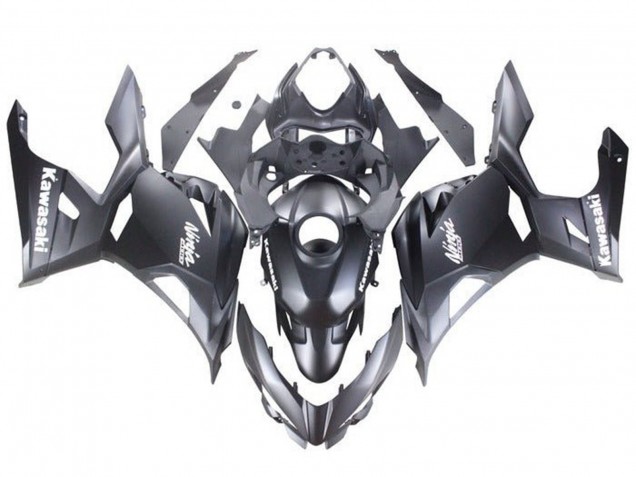 Billigste Kawasaki Ninja 400 Motorrad Verkleidung 2018-2024 - Matt Schwarz Weiss Aufkleber