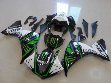 Billigste Yamaha YZF R1 Motorrad Verkleidung 2012-2014 - Weiss Schwarz Grun Monster