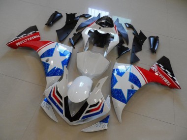 Billigste Yamaha YZF R1 Motorrad Verkleidung 2012-2014 - Weiss Blau Rot Schwarz Stern