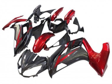 Billigste Kawasaki Ninja 650 EX650 Motorrad Verkleidung 2012-2016 - Rot Schwarz Kunst Carbonfaser